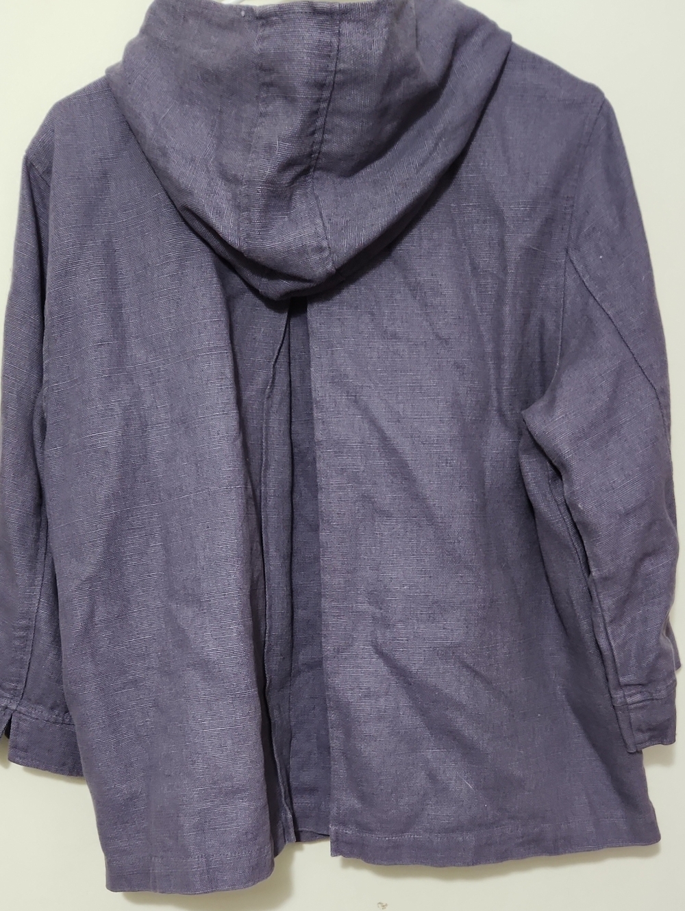 Coldwater Creek Lavender Hooded Zip Ladies' Jacket Sz L 3/4 Sleeves 100% Linen - Picture 6 of 6